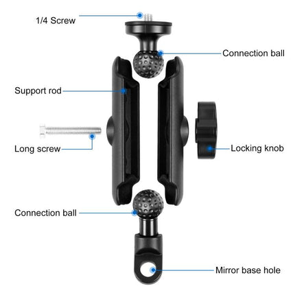 PULUZ Motorradhalterung, Spiegelsockelloch, feste Halterung für GoPro und andere Actionkameras, Spiegelsockellochhalterung