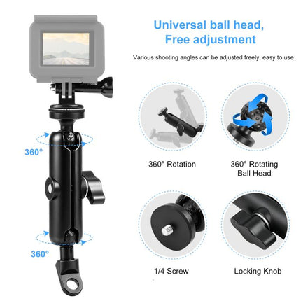 PULUZ Motorradhalterung, Spiegelsockelloch, feste Halterung für GoPro und andere Actionkameras, Spiegelsockellochhalterung
