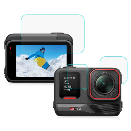 Película de vidrio templado para pantalla y lente frontal y trasera 3 en 1 de PULUZ para Insta360 Ace Pro 2