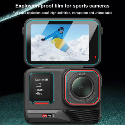 Película de vidrio templado para pantalla y lente frontal y trasera 3 en 1 de PULUZ para Insta360 Ace Pro 2