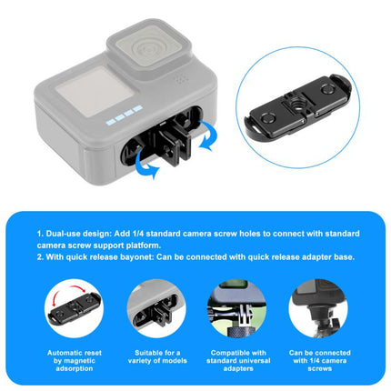 PULUZ Quick Release Magnetic Folding Finger Base Mount for GoPro HERO12 Black /11 Black /11 Black mini /10 Black /9 Black /8 Black / Max