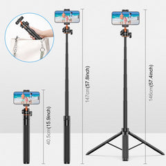 PULUZ 1,3 m Telefon-Selfie-Stick-Stativ Vlog Live-Streaming-Halter mit Telefonclip, 1,4 m Telefonstativ