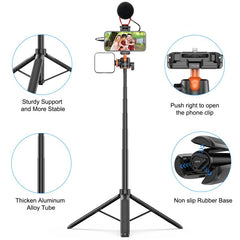 PULUZ 1,3 m Telefon-Selfie-Stick-Stativ Vlog Live-Streaming-Halter mit Telefonclip, 1,4 m Telefonstativ