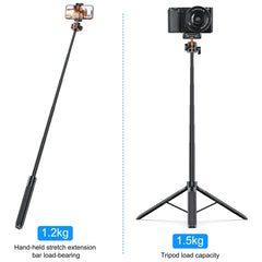 PULUZ 1.3m Phone Selfie Stick Tripod Vlog Live Streaming Holder with Phone Clip, 1.4m  Phone Tripod