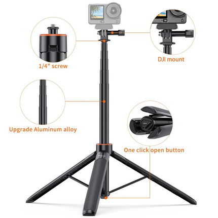 PULUZ 1,3 m Action-Kamera-Selfie-Stick-Stativ Vlog Live-Streaming-Halter, 1,4 m Action-Kamera-Stativ