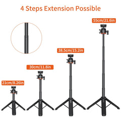 PULUZ Mini Phone Camera Extension Tripod Stand 360 Degree Ball Head Cold Shoe Selfie Stick, Phone Camera Tripod