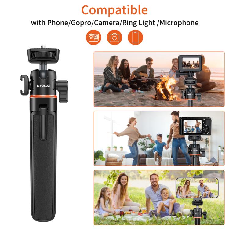 PULUZ Mini-Telefonkamera-Verlängerungsstativständer 360-Grad-Kugelkopf Kaltschuh-Selfie-Stick, Telefonkamera-Stativ
