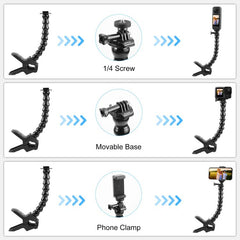 PULUZ Action Sports Cameras Jaws Flex Clamp Mount with Phone Clamp, Jaws Clamp Mount with Phone Clamp