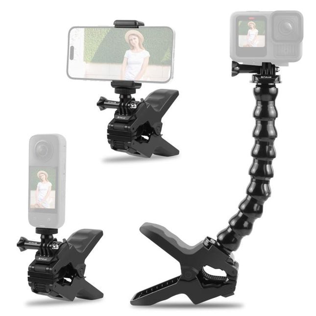 PULUZ Action Sports Cameras Jaws Flex Clamp Mount with Phone Clamp