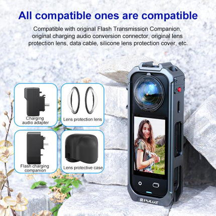 For Insta360 X4 PULUZ Aluminum Alloy Protective Cage Rig Expand Cold Shoe Housing Frame