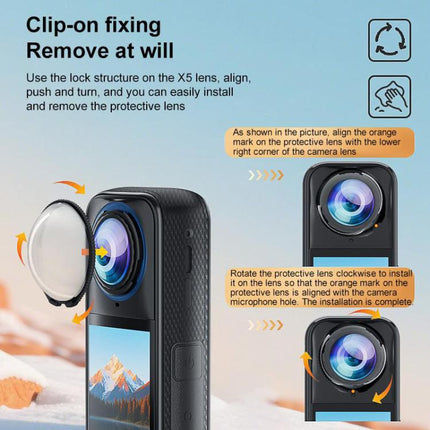 For Insta360 X5 PULUZ Rotating Optical Tempered Glass Lens Guard Protective Cover, Rotating Glass Lens Guard