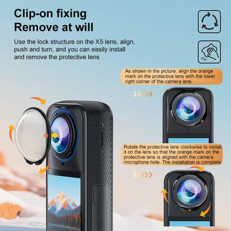 For Insta360 X5 PULUZ Rotating Optical Tempered Glass Lens Guard Protective Cover