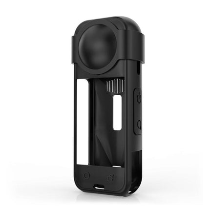 For Insta360 X5 PULUZ Silicone Protective Case with Lens Cover, Silicone Case with Lens Cover (Black)