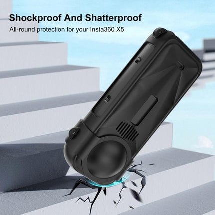 For Insta360 X5 PULUZ Silicone Protective Case with Lens Cover, Silicone Case with Lens Cover (Black)