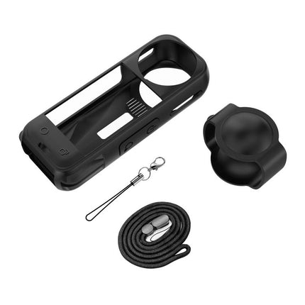 For Insta360 X5 PULUZ Silicone Protective Case with Lens Cover, Silicone Case with Lens Cover (Black)