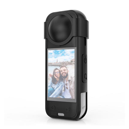 For Insta360 X5 PULUZ Silicone Protective Case with Lens Cover, Silicone Case with Lens Cover (Black)