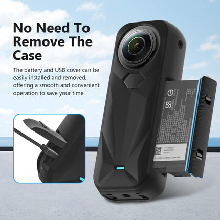 For Insta360 X5 PULUZ Silicone Protective Case with Lens Cover