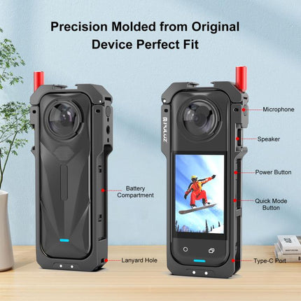 For Insta360 X5 PULUZ Metal Protective Cage Rig Housing Frame with Lens Cover