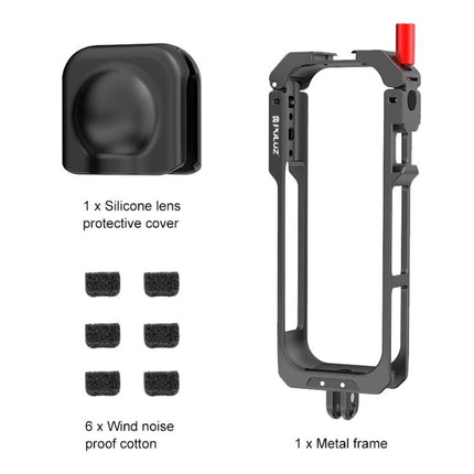 For Insta360 X5 PULUZ Metal Protective Cage Rig Housing Frame with Lens Cover