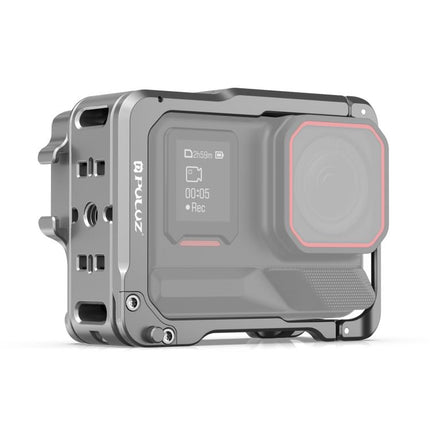 For Insta360 Ace Pro 2 PULUZ Aluminum Alloy Protective Cage Rig Dual Cold Shoe Housing Frame