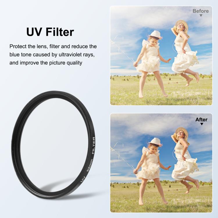 For Insta360 Ace Pro 2 PULUZ 52mm UV Lens Filter Adapter Ring with Lens Cover