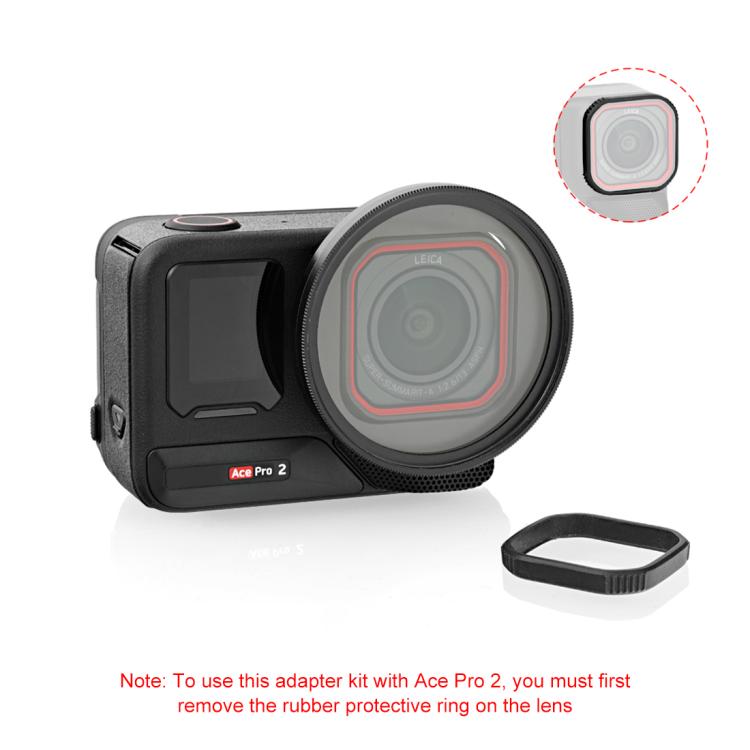 For Insta360 Ace Pro 2 PULUZ 52mm UV Lens Filter Adapter Ring with Lens Cover