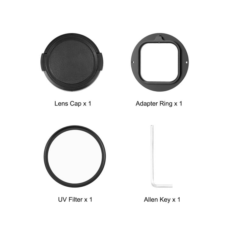 For Insta360 Ace Pro 2 PULUZ 52mm UV Lens Filter Adapter Ring with Lens Cover