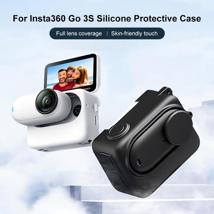 For Insta360 GO 3S PULUZ Camera Charging Box Silicone Cover with Lens Cap & Strap