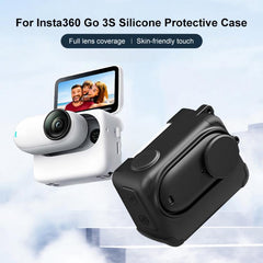 For Insta360 GO 3S PULUZ Camera Charging Box Silicone Cover with Lens Cap & Strap