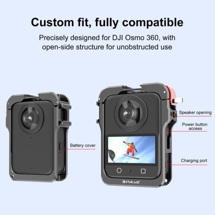 For DJI Osmo 360 PULUZ Aluminum Alloy Protective Cage Expansion Frame with Lens Cover, Protective Cage