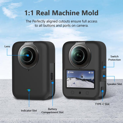 For DJI Osmo 360 PULUZ Silicone Body Protective Cover with Lens Cover, Body Cover with Lens Cover (Black), Body Cover with Lens Cover (Grey)