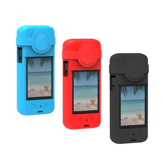 For Insta360 X3 PULUZ Silicone Protective Case with Lens Cover, Silicone Case(Black), Silicone Case(Blue), Silicone Case(Red)