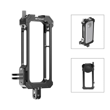 Para Insta360 X3 PULUZ, marco de carcasa de jaula protectora de metal con base de zapata fría expandible y adaptador de trípode, jaula de metal de stock de EE. UU., jaula de metal