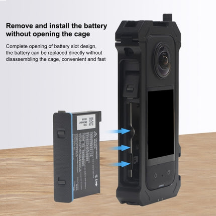 Para Insta360 X3 PULUZ, marco de carcasa de jaula protectora de metal con base de zapata fría expandible y adaptador de trípode, jaula de metal de stock de EE. UU., jaula de metal