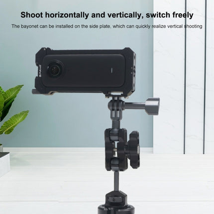 Para Insta360 X3 PULUZ, marco de carcasa de jaula protectora de metal con base de zapata fría expandible y adaptador de trípode, jaula de metal de stock de EE. UU., jaula de metal