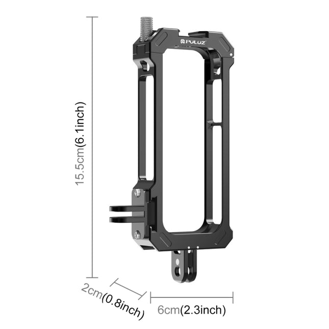 Para Insta360 X3 PULUZ, marco de carcasa de jaula protectora de metal con base de zapata fría expandible y adaptador de trípode, jaula de metal de stock de EE. UU., jaula de metal
