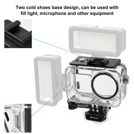 For DJI Osmo Action 5 Pro / 3 / 4 PULUZ 60m Underwater Waterproof Housing Diving Case with Cold Shoe & Buckle Basic Mount & Screw