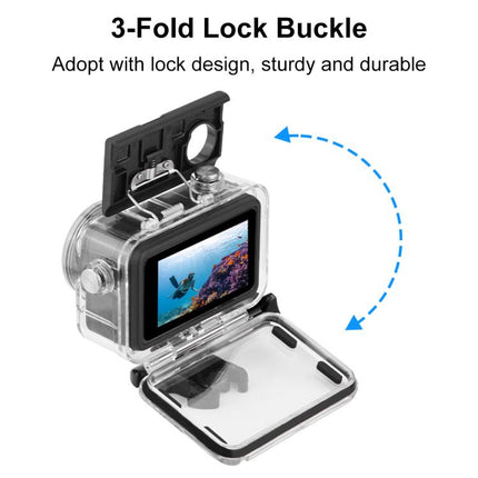 For DJI Osmo Action 5 Pro / 3 / 4 PULUZ 60m Underwater Waterproof Housing Diving Case with Cold Shoe & Buckle Basic Mount & Screw