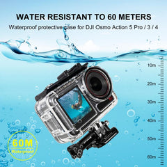 Para DJI Osmo Action 5 Pro / 3 / 4 PULUZ 40m Carcasa impermeable subacuática Estuche de buceo con zapata fría y hebilla Soporte básico y tornillo, para DJI Osmo Action 3 / 4 Estuche impermeable