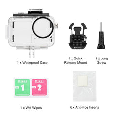 Para DJI Osmo Action 5 Pro / 3 / 4 PULUZ 40m Carcasa impermeable subacuática Estuche de buceo con zapata fría y hebilla Soporte básico y tornillo, para DJI Osmo Action 3 / 4 Estuche impermeable