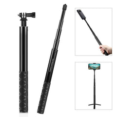 Palo selfie monopie de metal PULUZ de 110 cm con base adaptadora invisible y tornillo para Insta360 One RS / X2 / X3 / X4, monopie de 110 cm