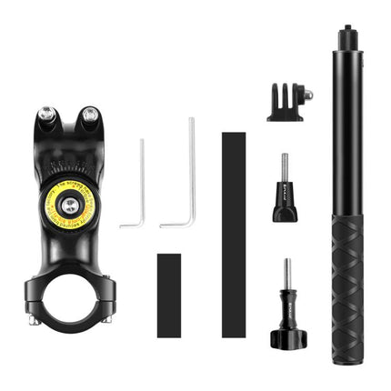 PULUZ Motorcycle Bicycle Handlebar Fixture Mount Camera Bracket Adapter with Monopod Stand