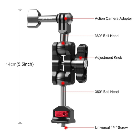 PULUZ Magic Arm Multi-way Ball  Aluminum Alloy Mount, Magic Arm