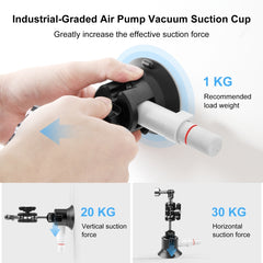 PULUZ 3 inch Car Single Pump Suction Cup Aluminum Alloy Mount, Pump Suction Cup Mount