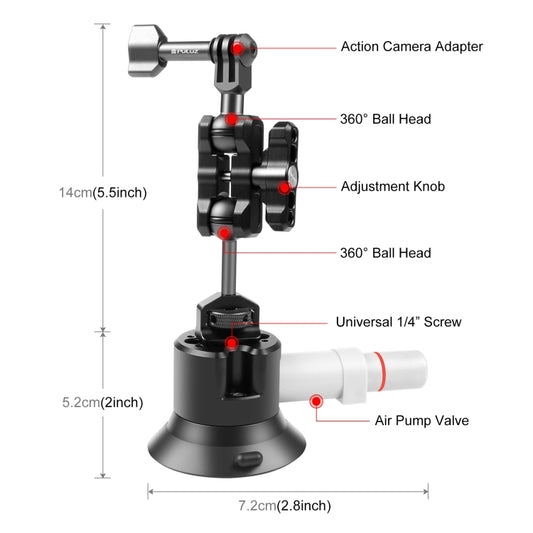 PULUZ Magic Arm with Pump Suction Cup Aluminum Alloy Mount, Magic Arm with Suction Cup Mount