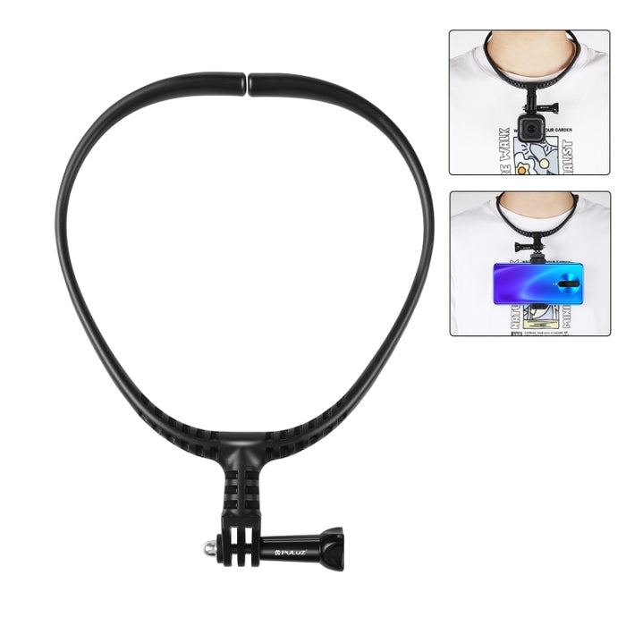 Soporte de cuello ajustable PULUZ Lazy para cámaras de acción GoPro, soporte de cuello