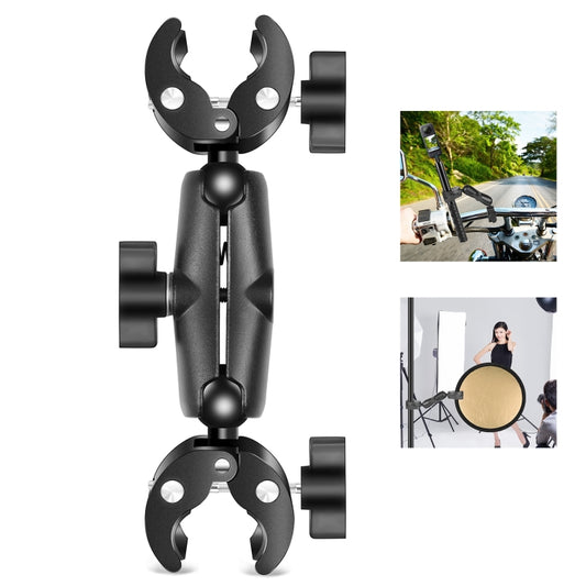 PULUZ Motorcycle Dualheads Crab Clamp Handlebar Fixed Mount for GoPro and Other Action Cameras