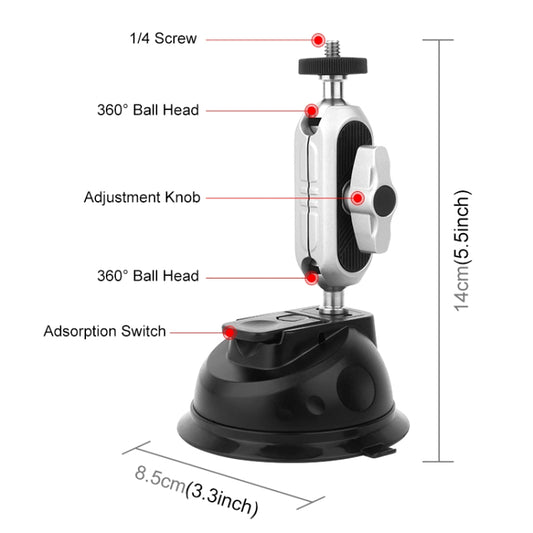 PULUZ Car Suction Cup Arm Mount with Phone Clamp & Mount Adapter & Long Screw, Phone Clamp Suction Cup Mount