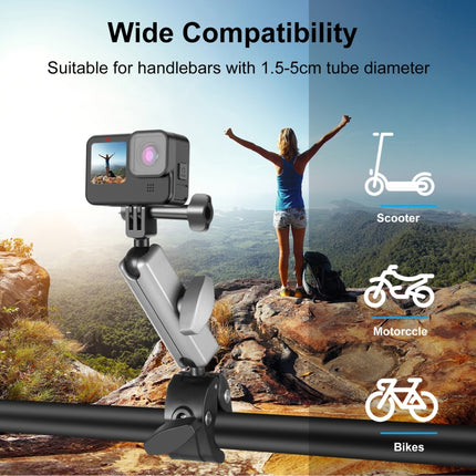 PULUZ Motorrad-Krabbenzange, Clip-Arm-Halterung mit Halterungsadapter und langer Schraube