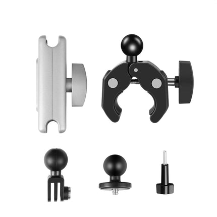 PULUZ Motorrad-Krabbenzange, Clip-Arm-Halterung mit Halterungsadapter und langer Schraube